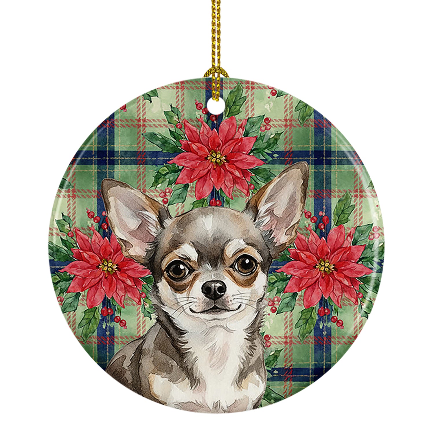 Buy this Chihuahua Christmas PoinsettIas Ceramic Ornament