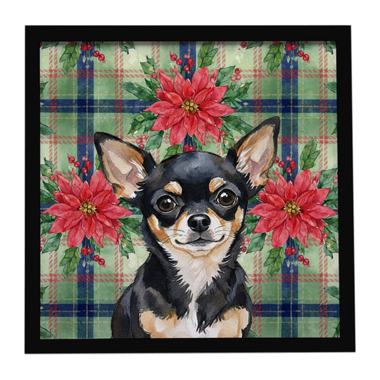 Buy this Black and Tan Chihuahua Christmas PoinsettIas Framed Metal Print