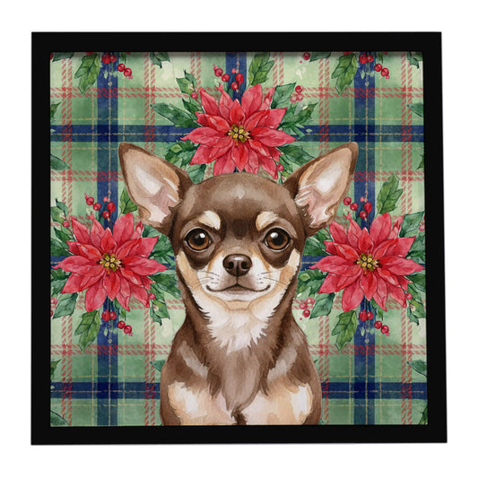 Buy this Chocolate Chihuahua Christmas PoinsettIas Framed Metal Print