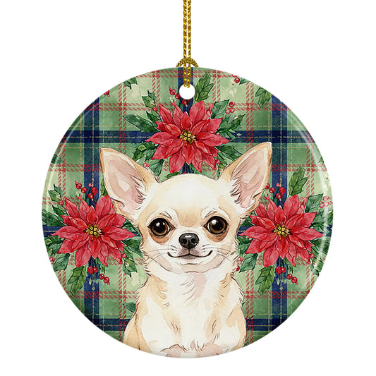 Buy this Cream Chihuahua Christmas PoinsettIas Ceramic Ornament
