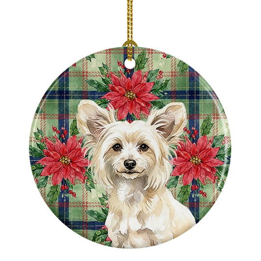 Buy this Powderpuff Chinese Crested Christmas PoinsettIas Ceramic Ornament