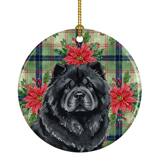 Buy this Black Chow Chow Christmas PoinsettIas Ceramic Ornament