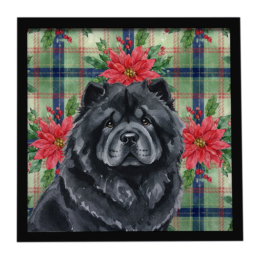Buy this Black Chow Chow Christmas PoinsettIas Framed Metal Print
