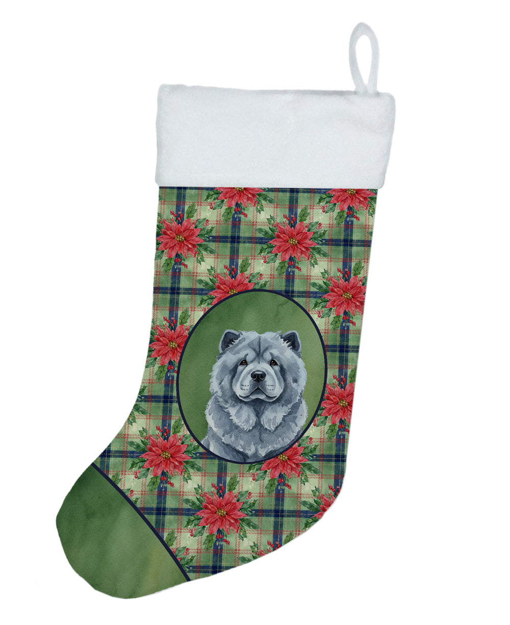 Buy this Blue Chow Chow Christmas PoinsettIas Holiday Stocking