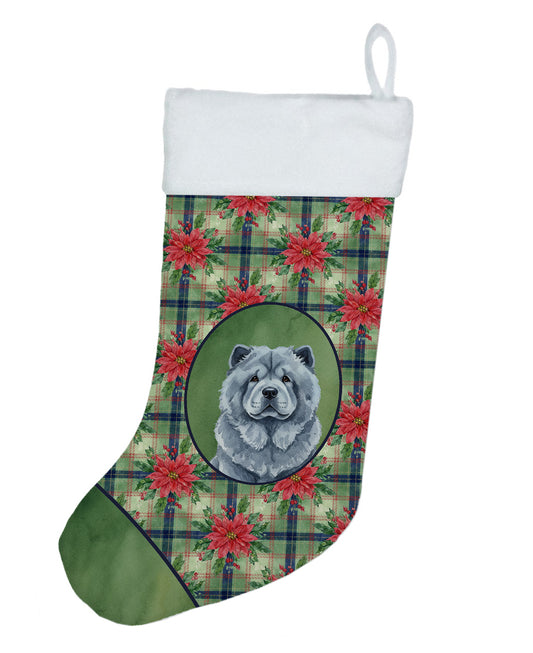 Buy this Blue Chow Chow Christmas PoinsettIas Holiday Stocking