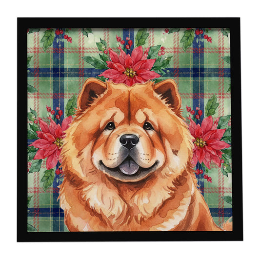 Buy this Red Chow Chow Christmas PoinsettIas Framed Metal Print