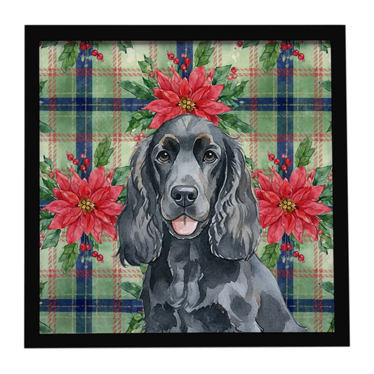 Buy this Black Cocker Spaniel Christmas PoinsettIas Framed Metal Print