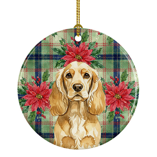 Buy this Buff Cocker Spaniel Christmas PoinsettIas Ceramic Ornament
