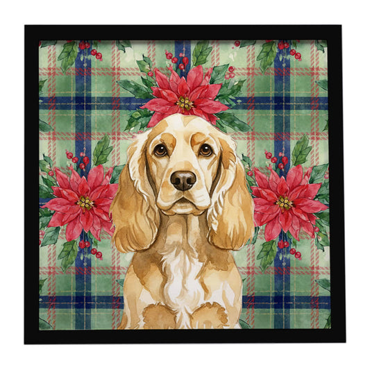 Buy this Buff Cocker Spaniel Christmas PoinsettIas Framed Metal Print