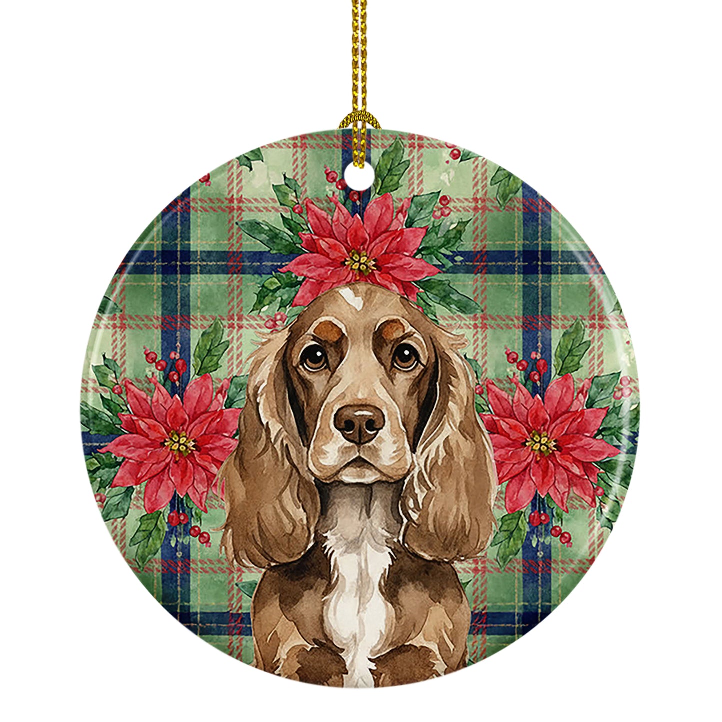 Buy this Chocolate Cocker Spaniel Christmas PoinsettIas Ceramic Ornament