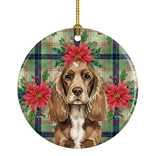 Buy this Chocolate Cocker Spaniel Christmas PoinsettIas Ceramic Ornament
