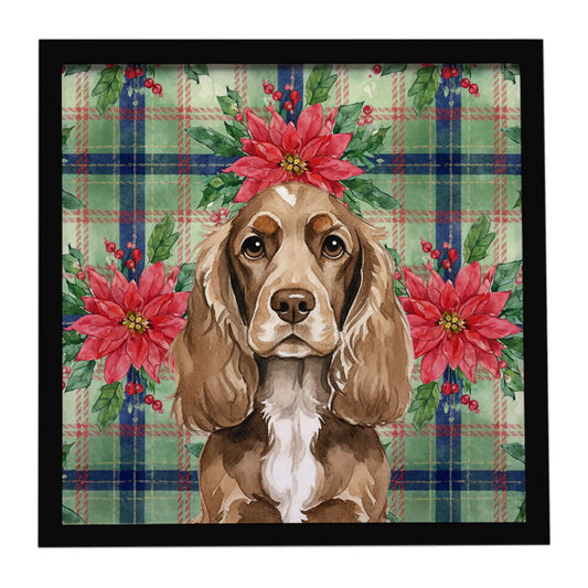 Buy this Chocolate Cocker Spaniel Christmas PoinsettIas Framed Metal Print