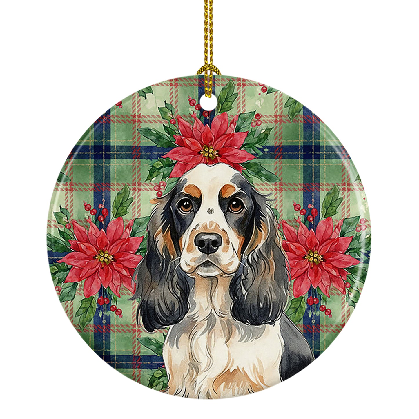 Buy this Parti Cocker Spaniel Christmas PoinsettIas Ceramic Ornament