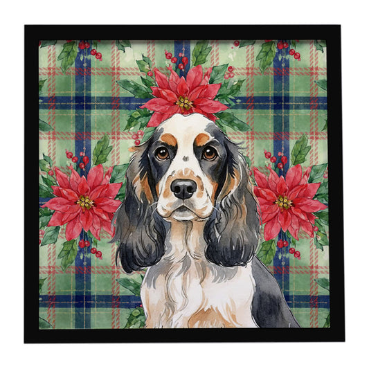 Buy this Parti Cocker Spaniel Christmas PoinsettIas Framed Metal Print