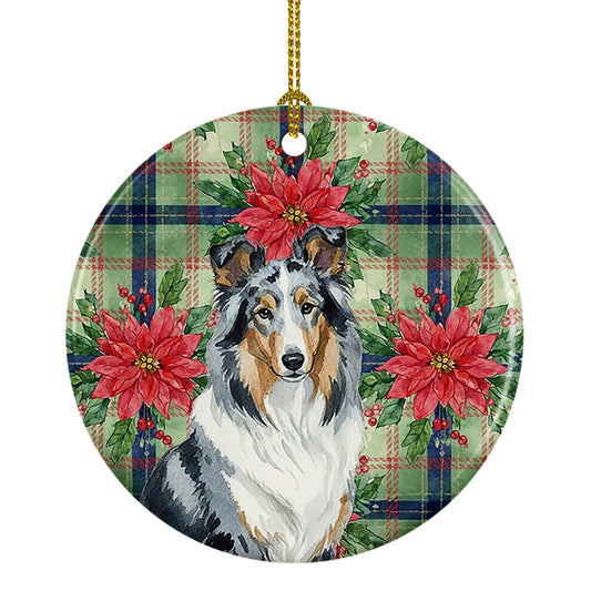 Buy this Blue Merle Collie Christmas PoinsettIas Ceramic Ornament