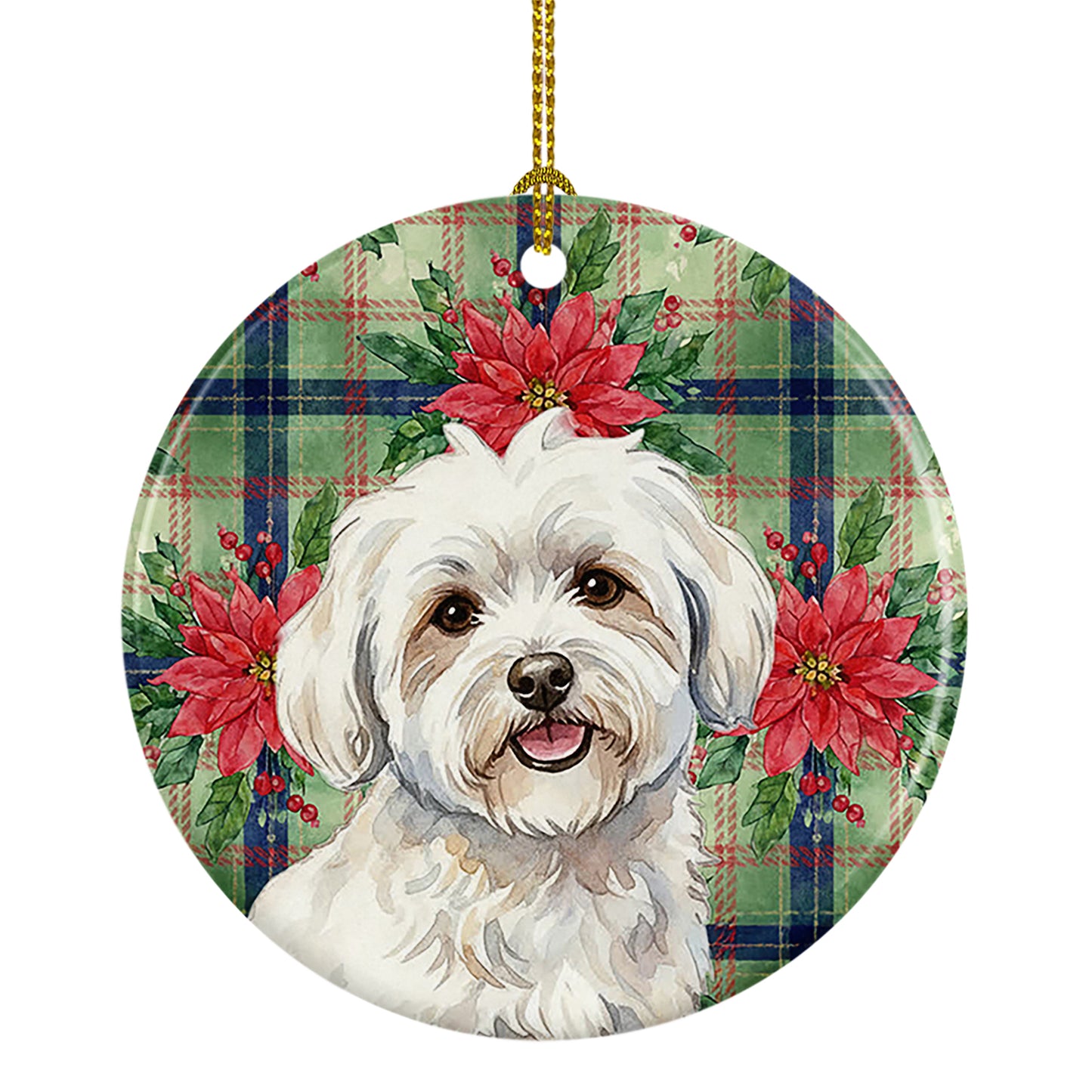 Buy this Coton de Tulear Christmas PoinsettIas Ceramic Ornament