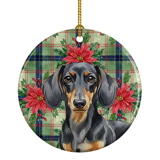 Buy this Black and Tan Dachshund Christmas PoinsettIas Ceramic Ornament
