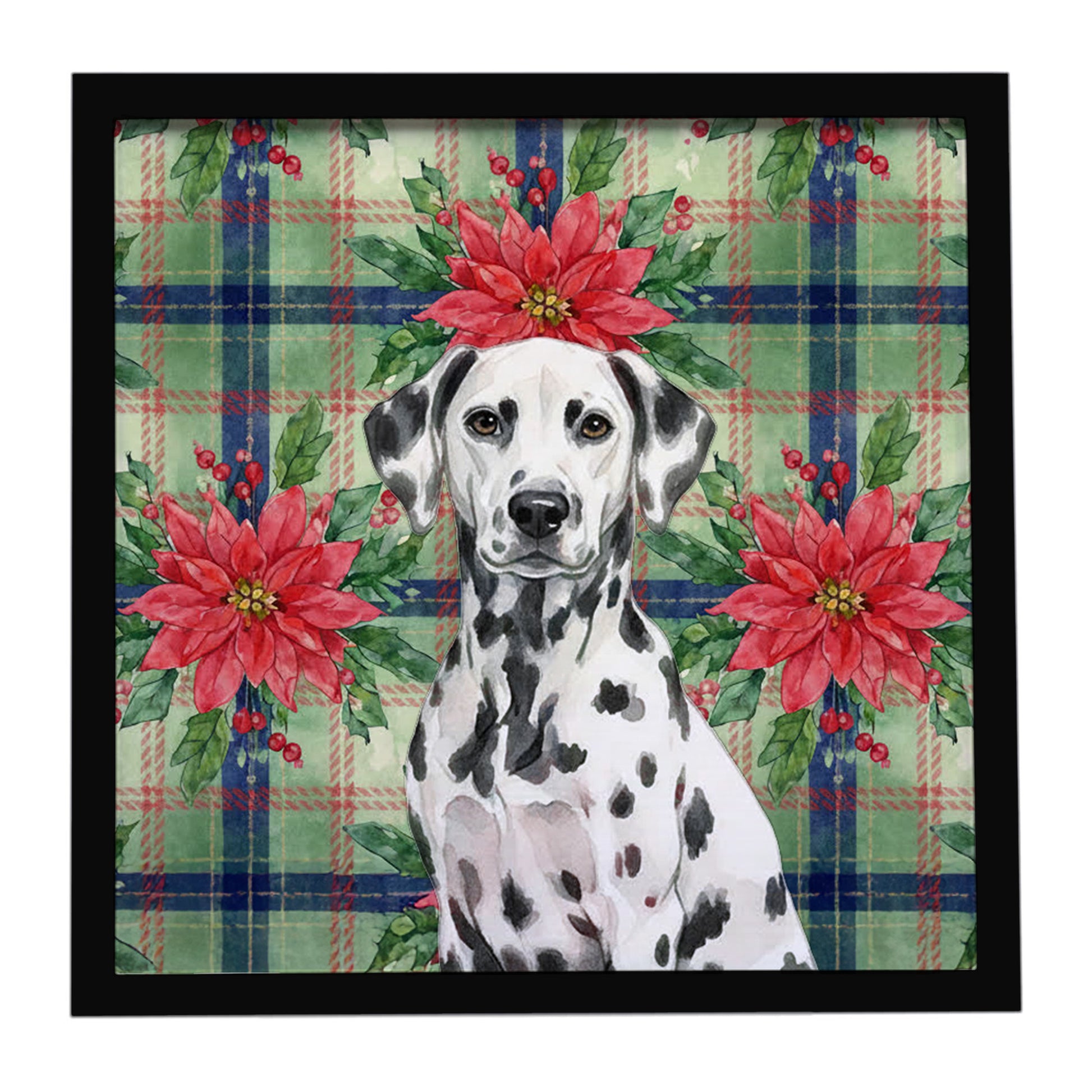 Buy this Dalmatian Christmas PoinsettIas Framed Metal Print