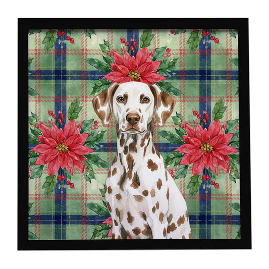 Buy this Liver Dalmatian Christmas PoinsettIas Framed Metal Print