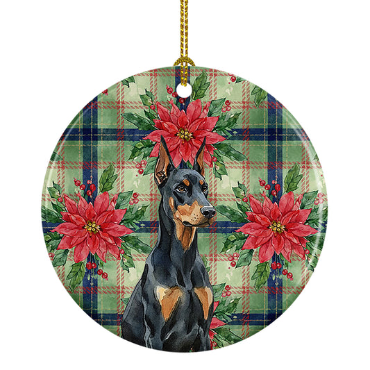 Buy this Doberman Pinscher Christmas PoinsettIas Ceramic Ornament