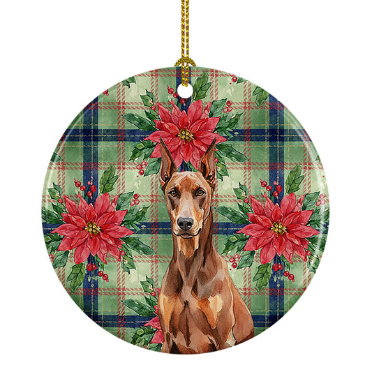 Buy this Red Doberman Pinscher Christmas PoinsettIas Ceramic Ornament