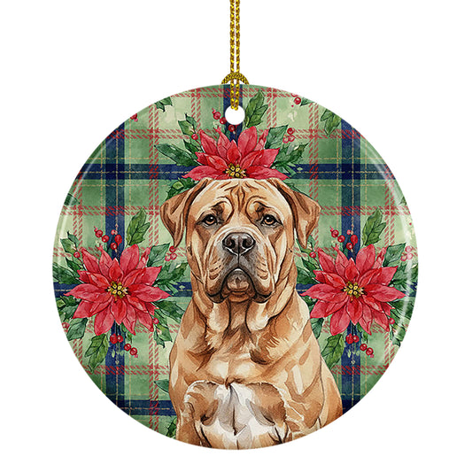 Buy this Dogue de Bordeaux Christmas PoinsettIas Ceramic Ornament