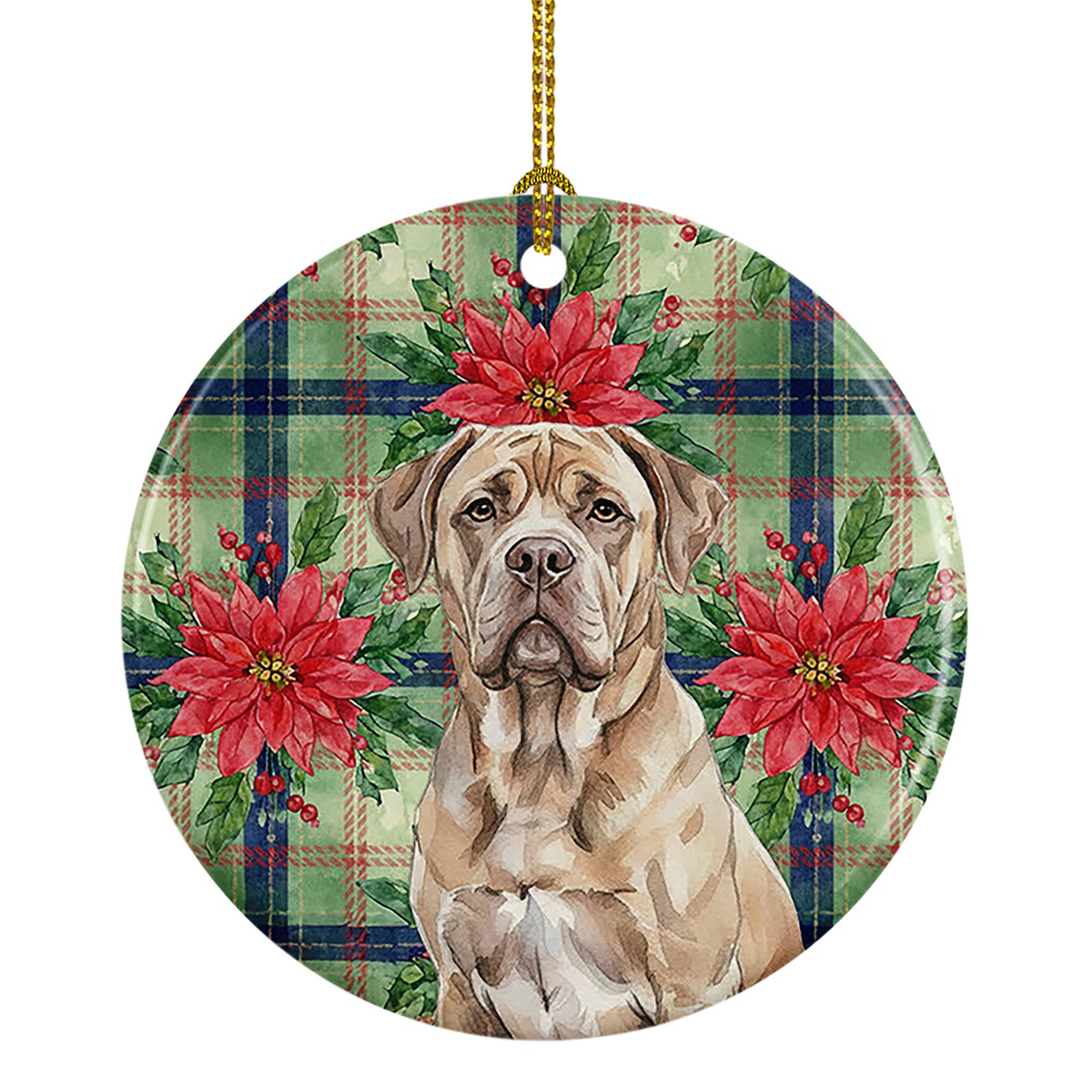 Buy this Isabella Dogue de Bordeaux Christmas PoinsettIas Ceramic Ornament