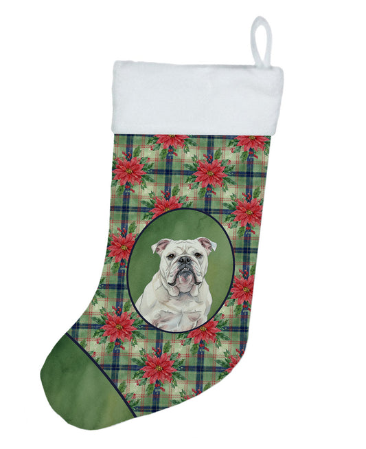 Buy this White English Bulldog Christmas PoinsettIas Holiday Stocking