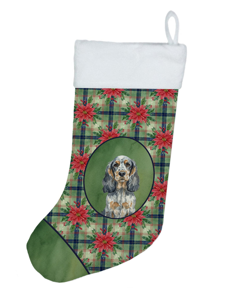 Buy this Blue Roan & Tan English Cocker Spaniel Christmas PoinsettIas Holiday Stocking