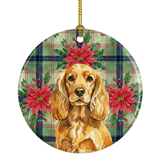 Buy this Golden English Cocker Spaniel Christmas PoinsettIas Ceramic Ornament