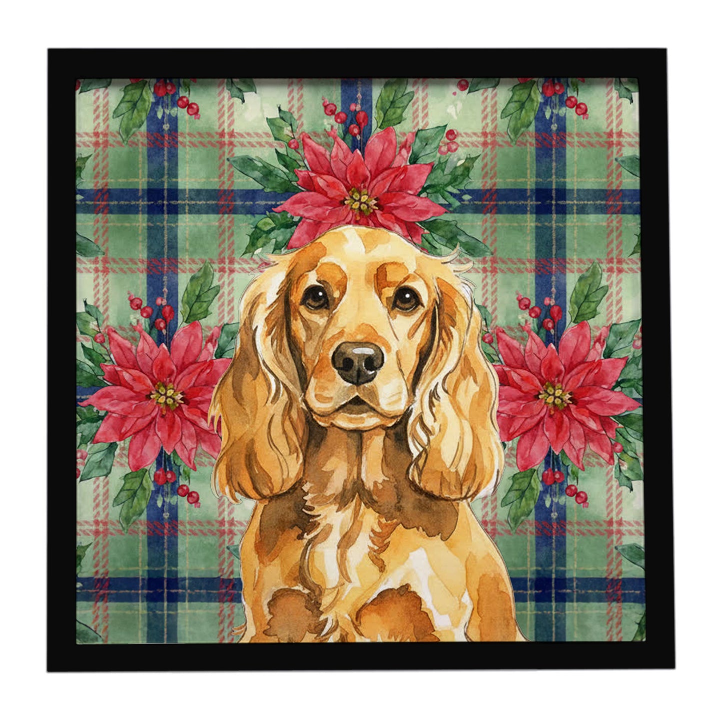Buy this Golden English Cocker Spaniel Christmas PoinsettIas Framed Metal Print