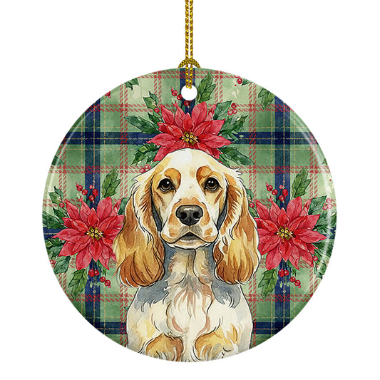 Buy this Lemon Roan English Cocker Spaniel Christmas PoinsettIas Ceramic Ornament