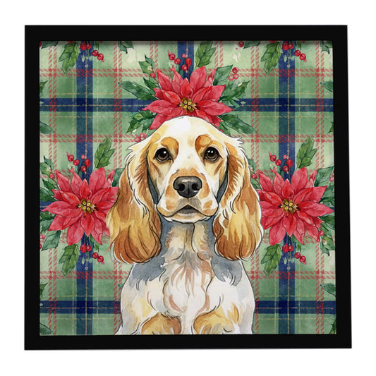 Buy this Lemon Roan English Cocker Spaniel Christmas PoinsettIas Framed Metal Print