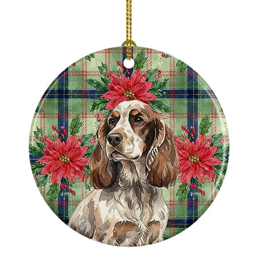 Buy this Liver Roan English Cocker Spaniel Christmas PoinsettIas Ceramic Ornament