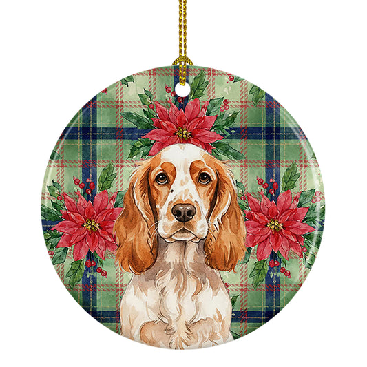 Buy this Orange Roan English Cocker Spaniel Christmas PoinsettIas Ceramic Ornament