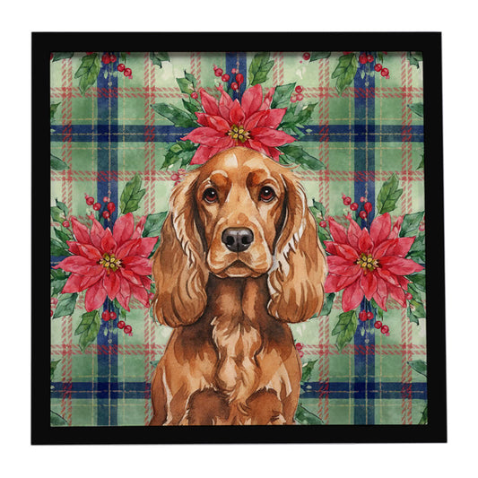 Buy this Red English Cocker Spaniel Christmas PoinsettIas Framed Metal Print