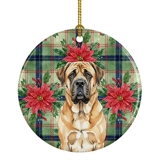 Buy this Apricot English Mastiff Christmas PoinsettIas Ceramic Ornament