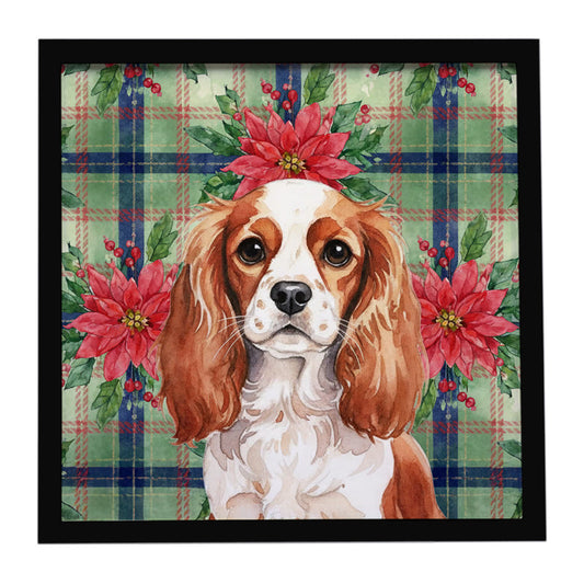 Buy this Blenheim English Toy Spaniel Christmas PoinsettIas Framed Metal Print