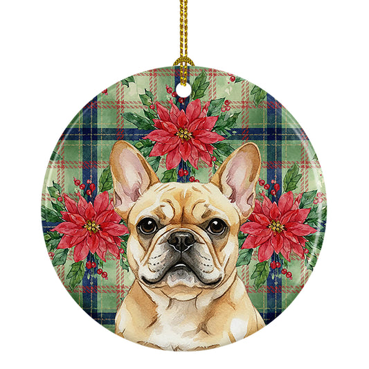 Buy this Fawn French Bulldog Christmas PoinsettIas Ceramic Ornament
