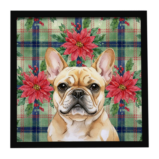 Buy this Fawn French Bulldog Christmas PoinsettIas Framed Metal Print