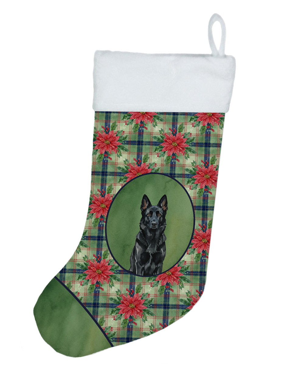 Buy this Black German Shepherd Christmas PoinsettIas Holiday Stocking