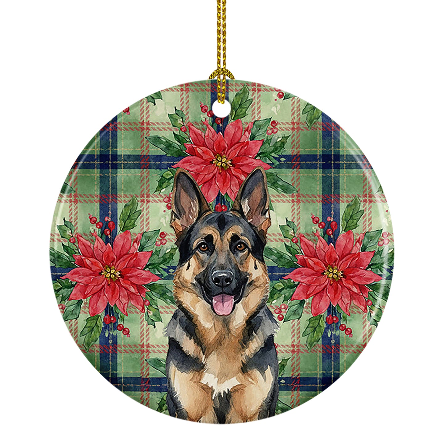 Buy this German Shepherd Christmas PoinsettIas Ceramic Ornament