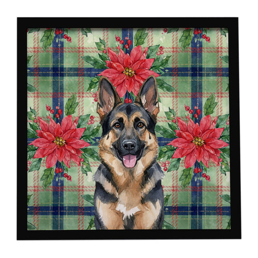 Buy this German Shepherd Christmas PoinsettIas Framed Metal Print
