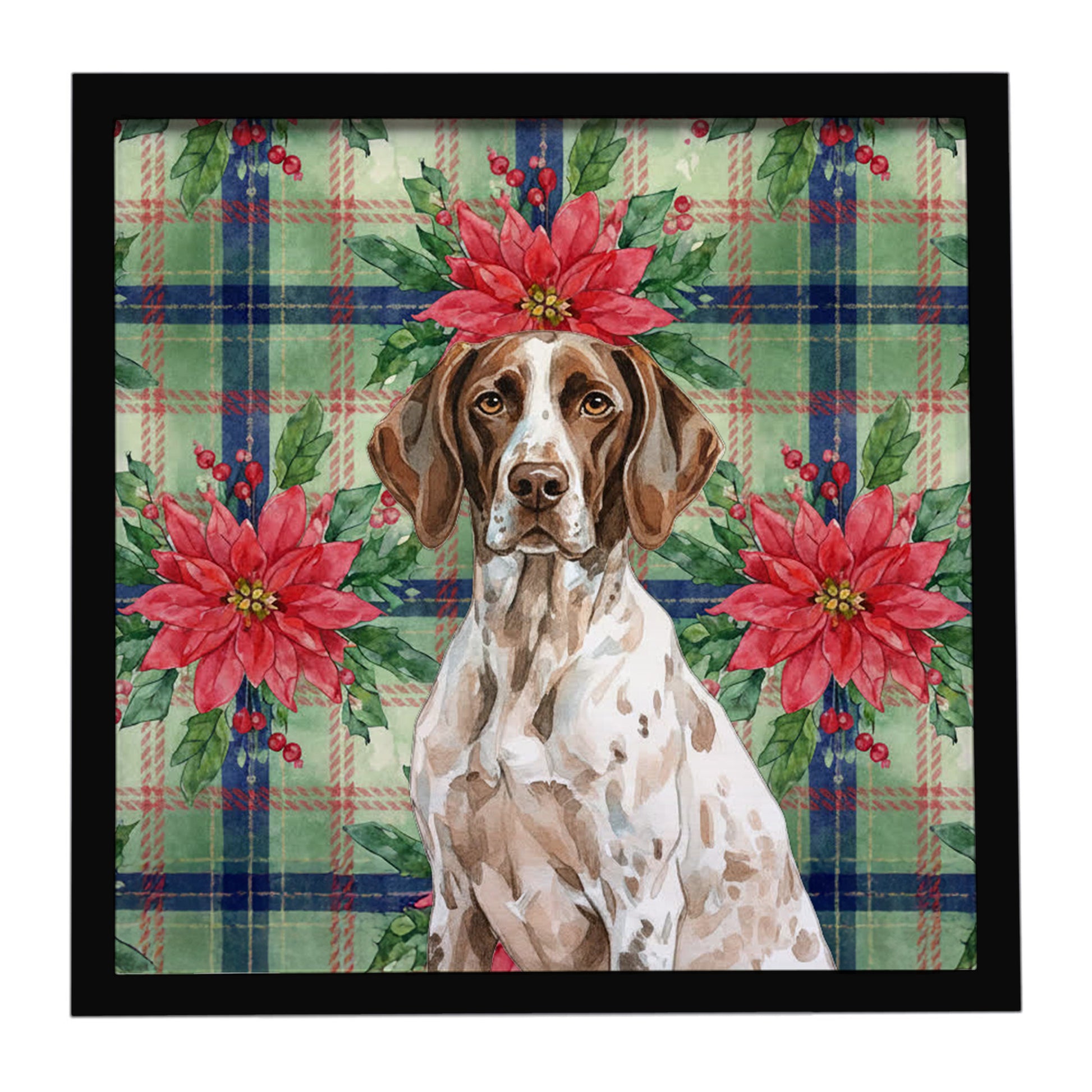Buy this German Shorthaired Pointer Christmas PoinsettIas Framed Metal Print