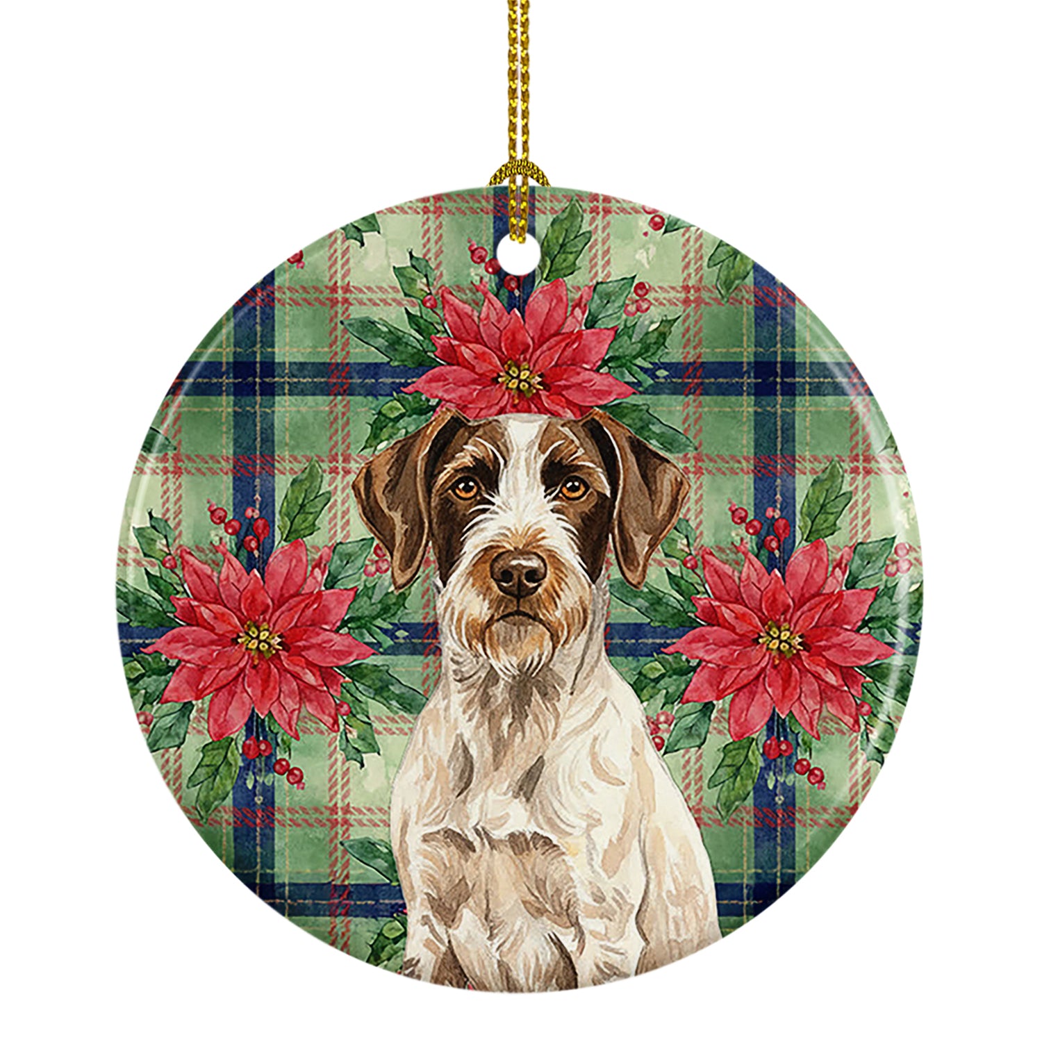 Buy this Liver and White German Wirehaired Pointer Christmas PoinsettIas Ceramic Ornament