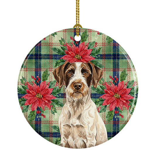 Buy this Liver and White German Wirehaired Pointer Christmas PoinsettIas Ceramic Ornament