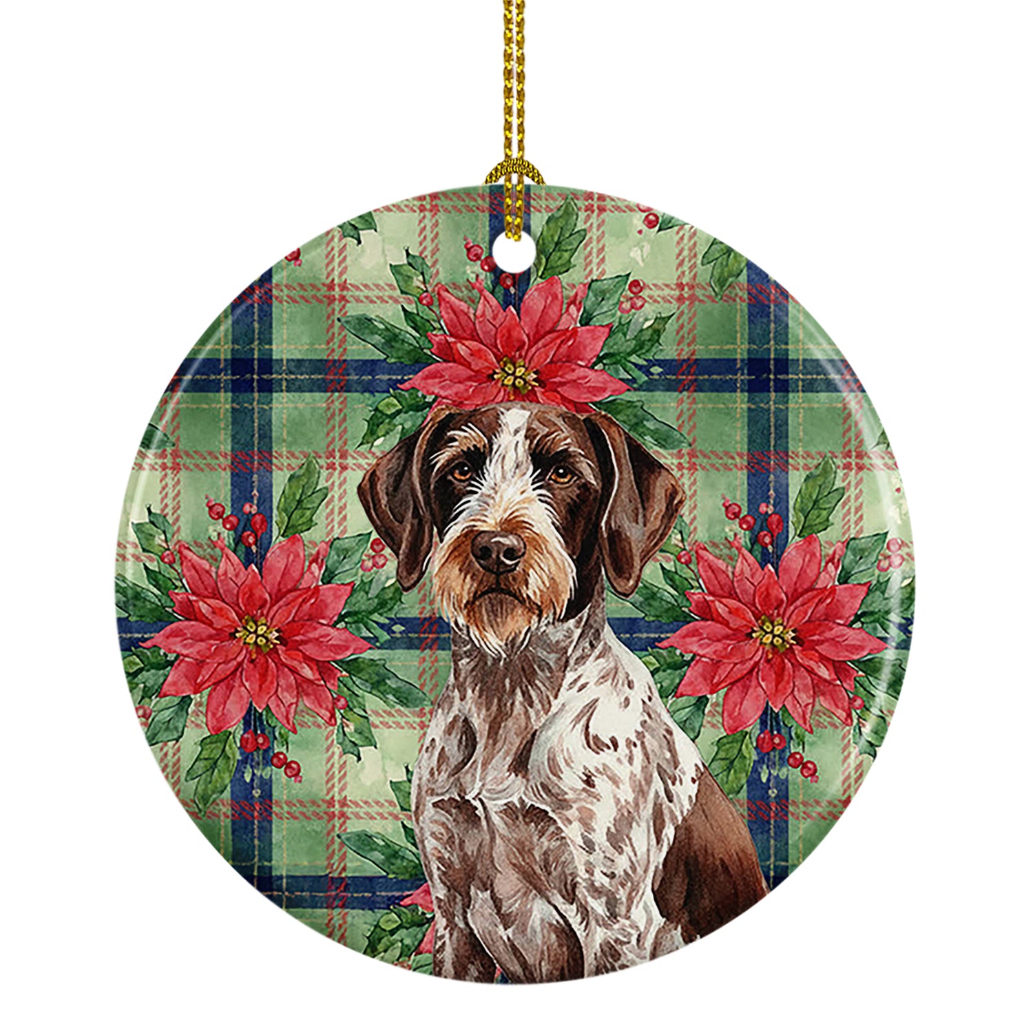 Buy this Roan German Wirehaired Pointer Christmas PoinsettIas Ceramic Ornament