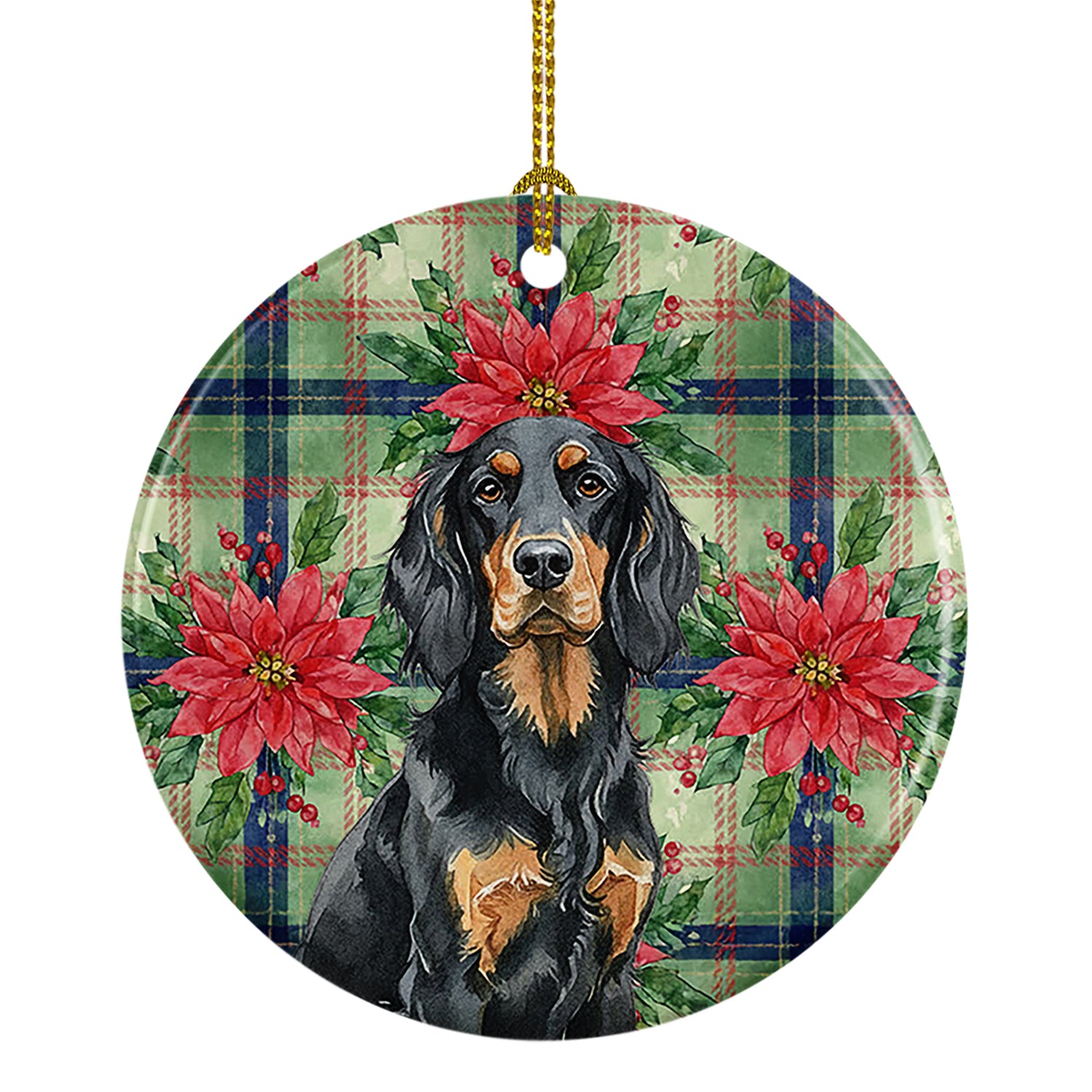 Buy this Gordon Setter Christmas PoinsettIas Ceramic Ornament