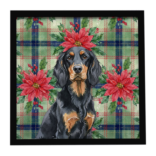 Buy this Gordon Setter Christmas PoinsettIas Framed Metal Print