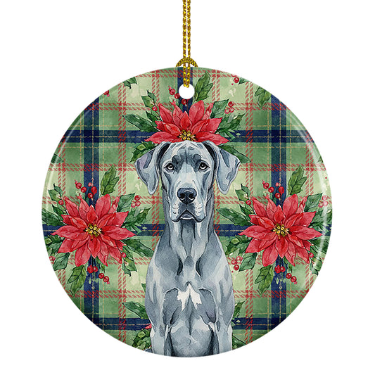 Buy this Blue Great Dane Christmas PoinsettIas Ceramic Ornament